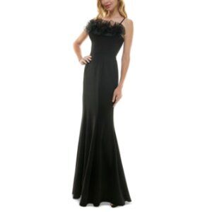 City Studios Women's Ruffled-Neck Evening Gown - Black